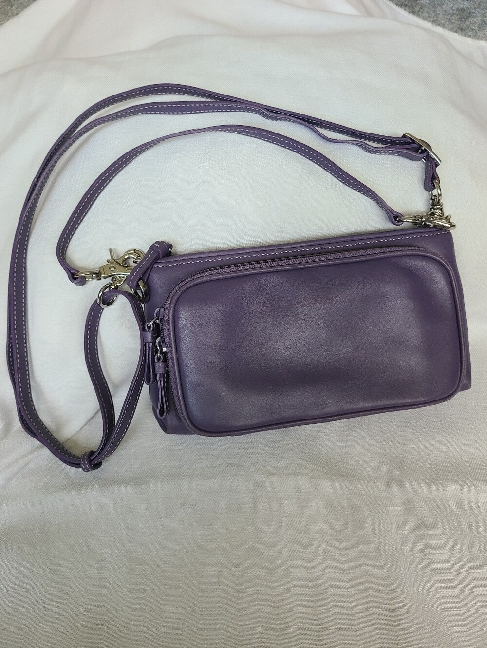 Levenger purple crossbody bag